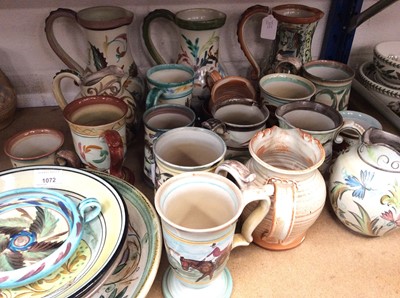 Lot 1072 - Collection of studio pottery mainly with leaf decoration including bowls and jugs, all signed - 23 pieces