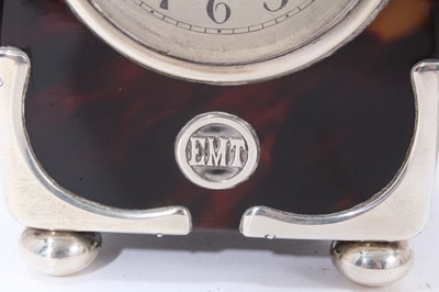 Lot 221 - Fine quality early 20th century silver mounted tortoiseshell carriage clock
