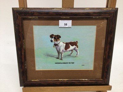 Lot 58 - English School 20th Century, oil on board, "Nippington Cotgreave the First", a terrier, initialled and dated '82, in painted frame. 15 x 19cm