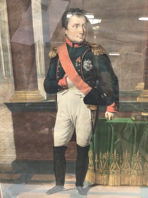 Lot 62 - Leheavel after Robert Lefevre, Napolean standing in an interior, engraving in gilt 30frame. 54 x 39cm