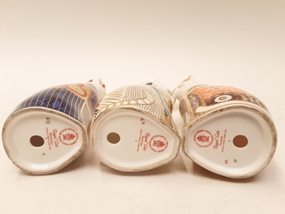 Lot 1085 - Three Royal Crown Derby Royal Cats imari paperweights - Abyssinian, Siamese and Egyptian, tallest is 22.5cm high