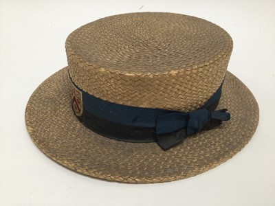 Lot 105 - Gentlemen’s  1910 Dulwich College "Bon Ton  Ivy" straw boater with college band.