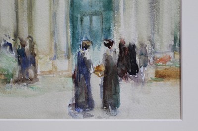 Lot 1241 - Circle of John Singer Sargent (1856-1925) watercolour - Venice Flower Stalls, in glazed gilt frame
