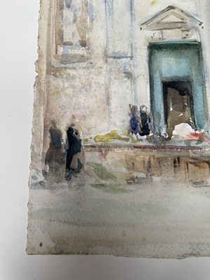 Lot 1241 - Circle of John Singer Sargent (1856-1925) watercolour - Venice Flower Stalls, in glazed gilt frame