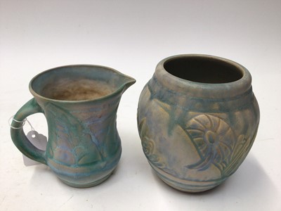 Lot 1093 - Two 1930s Denby Danesby Ware jugs, and two vases (4)