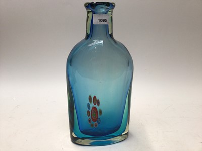 Lot 1095 - Large blue glass bottle vase, 36cm high