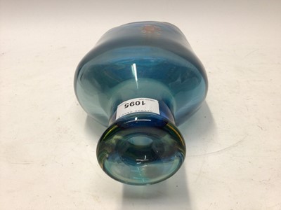 Lot 1095 - Large blue glass bottle vase, 36cm high