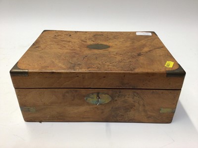 Lot 2310 - Victorian brass bound walnut box together with two other boxes (3)