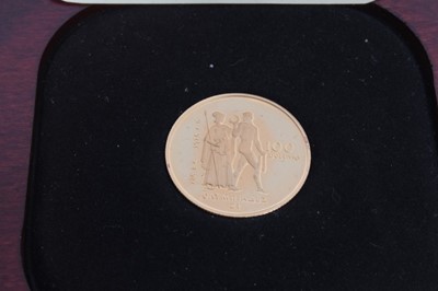 Lot 434 - Canada - Olympic gold proof $100 coin 1976 in 22 carat weight, 16.965gms (in case of issue with certificate of authenticity) (1 coin)