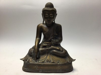 Lot 2202 - Large Burmese Mandalay style bronze buddha, 44cm high