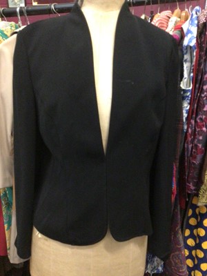 Lot 1993 - A selection of Ladies vintage clothing makes include Escada Silk Blouse. Lucia Trousers,  Black Jacket by Vera Mont,  Dress by Georges Rech plus other items.