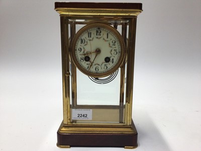 Lot 2242 - French four glass mantel clock by Mougin, with painted enamel dial, 26.5cm high