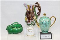 Lot 1150 - Victorian Majolica glazed pottery jug with...