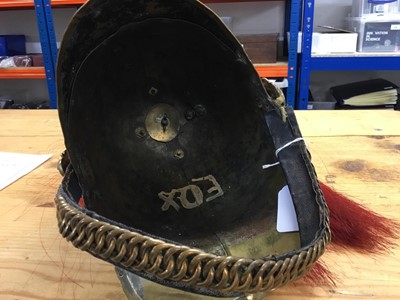 Lot 736 - Victorian Dragoon Guards 1871 Pattern helmet with later alterations, red plume, brass chin chain - lining missing