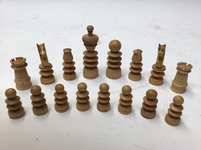 Lot 2293 - Vintage Chess set in pine box