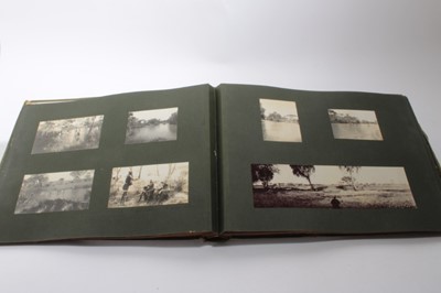 Lot 1253 - Kenya Safari Photographs in album c1920's including animals, Maasai Warriors, camps, views etc. Places and activities identified.