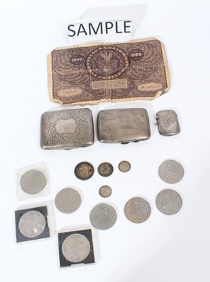 Lot 439 - World - mixed coinage to include G.B. York Cattle and Barber silver sixpence token 1811 VF, India silver coins rupee 1917, half-rupee 1916, quarter-rupee 1918, (NB all toned EF or better) .925 sil...