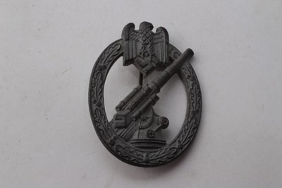 Lot 782 - Second World War Nazi German Flak Badge with narrow pin backing, marked W.H. Wien to reverse