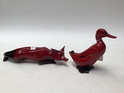 Lot 1107 - Royal Doulton Flambé Fox and Duck (2)