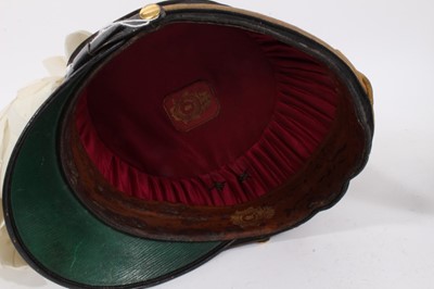 Lot 755 - Two First World War Belgian Artillery Officers Kepis, another Infantry Officers kepi with feather plume and Portuguese cap (4)