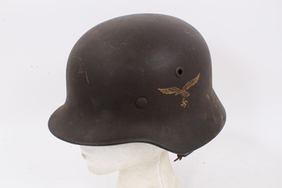 Lot 758 - Second World War Nazi M.35 Luftwaffe helmet with single decal and leather liner