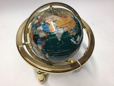 Lot 2297 - Inlaid hardstone / mineral Table Globe on stand