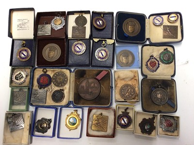 Lot 2299 - Box of 1960s athletics medals, mostly in cases