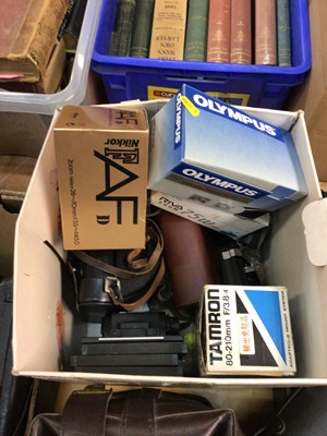 Lot 2161 - Box of cameras and lenses and accessories