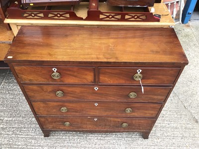 Lot 929 - George III mahogany chest of two short and three long drawers with brass ring handles, on bracket feet