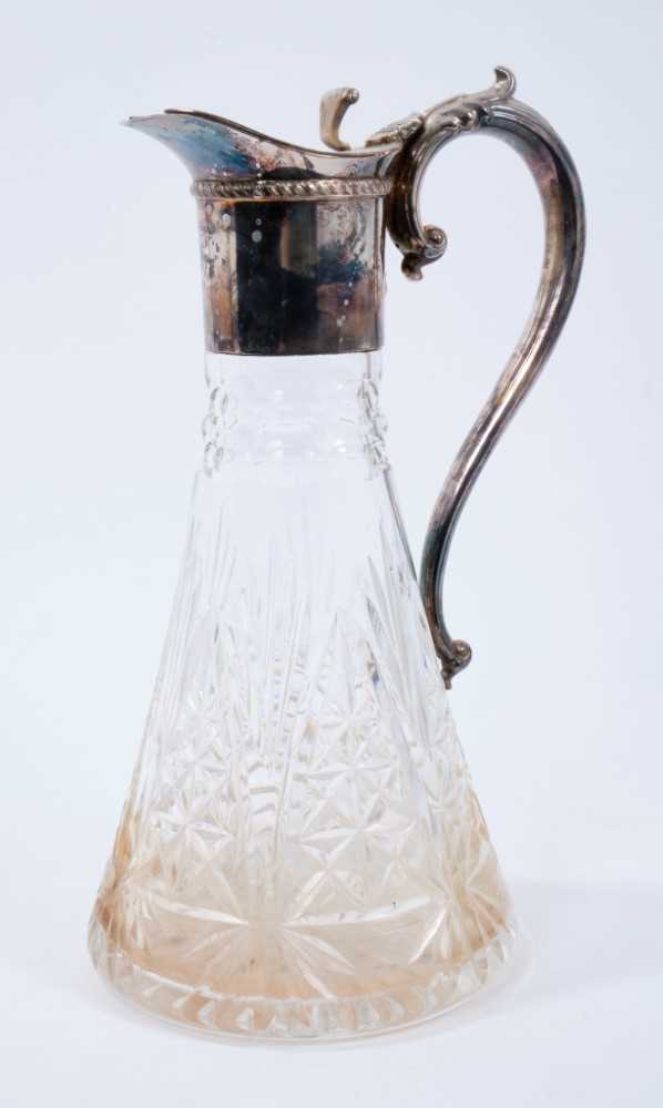 Lot 377 - Contemporary silver mounted cut glass claret jug.