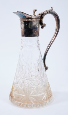 Lot 377 - Contemporary silver mounted cut glass claret jug.