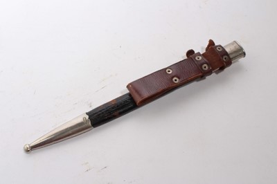 Lot 966 - Nazi Police Bayonet, with polished steel blade by Weyersberg, Kirschbaum & Co, Solingen, two piece horn grip with replacment badge and eagles head pommel, in leather scabbard with nickel plated mou...