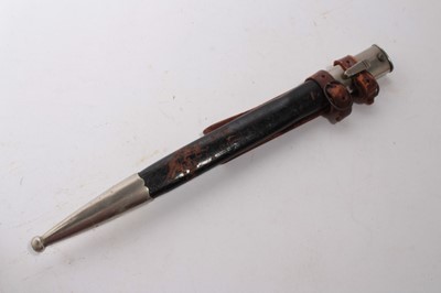 Lot 966 - Nazi Police Bayonet, with polished steel blade by Weyersberg, Kirschbaum & Co, Solingen, two piece horn grip with replacment badge and eagles head pommel, in leather scabbard with nickel plated mou...