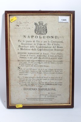 Lot 1305 - Napoleon 1811 Document in glazed frame