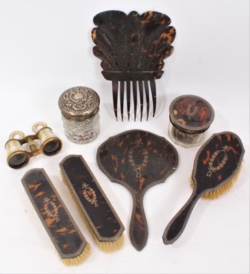 Lot 241 - 1920s silver and tortoiseshell dressing table set and bijouterie