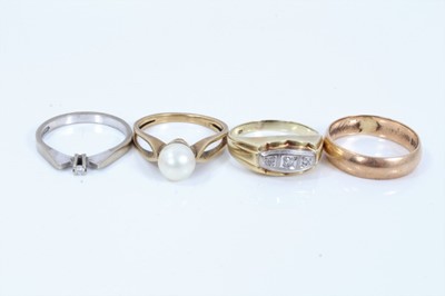 Lot 253 - Four 14ct gold (stamped 585) rings