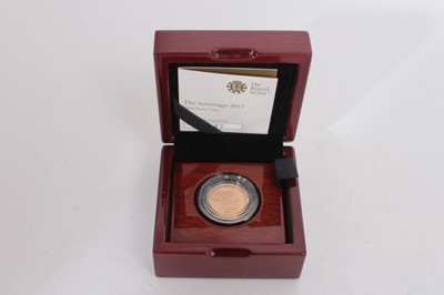 Lot 450 - G.B. - The Royal Mint issued Gold Proof Sovereign 2017 (cased with certificate of authentication), (1 coin)