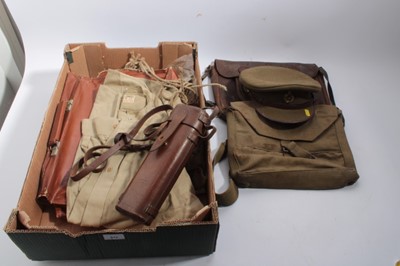 Lot 912 - Collection of militaria to include Elizabeth II Life Guards Officers' hat, camp beds, shirts, scope in brown leather case and other items (qty) Formerly the property of John Hugh Hare, 1st Viscount