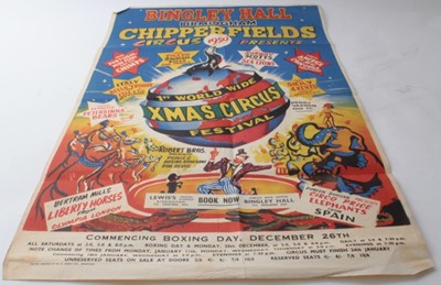 Lot 1345 - Circus Poster Chipperfields 1959 1st World Wide Xmas Circus Festival.