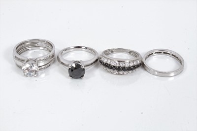 Lot 270 - Four 14ct white gold gem set dress rings