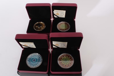 Lot 466 - Canada - The Royal Canadian Mint fine silver proof Twenty Dollar coins to include 'Canadiana Kaleidoscope Polar Bear 2016 (weight 31.85gms), 'Canadiana Kaleidoscope Maple Leaf' 2017 x2 (weight 31.8...