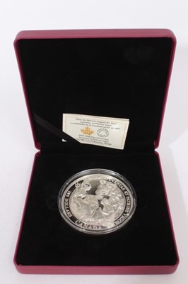 Lot 472 - Canada - The Royal Canadian Mint One Hundred Dollars 10oz fine silver proof coin, 'Juventas Et Patrius Vigar - The 1867 ConfederationMedal' 2017 (cased with certificate of authentication) (1 coin)