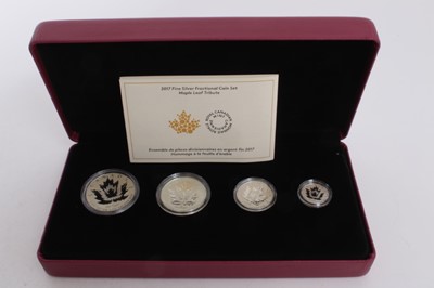 Lot 475 - Canada - The Royal Canadian Mint fine silver reverse proof four coin fractional set, 'Maple Leaf Tribute' 2017,  (cased with certificate of authentication) (1 coin set)