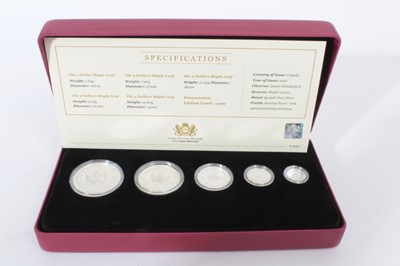 Lot 478 - Canada - The Royal Canadian Mint fine silver reverse proof silver Maple Leaf five coin fractional set, 2021, (cased with certificate of authentication) (1 coin set)