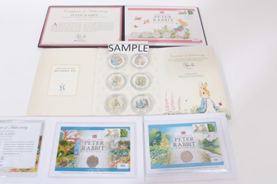 Lot 488 - G.B. - Westminster mixed Beatrix Potter - Peter Rabbit series silver medals, cupro-nickel and silver plated issues in box and folders (qty)