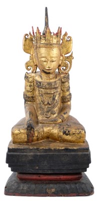 Lot 758 - Late 19th century carved giltwood Buddha figure