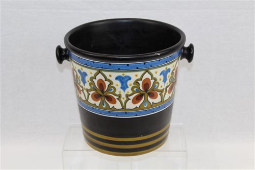 Lot 1183 - Gouda pottery wine cooler of tapered...
