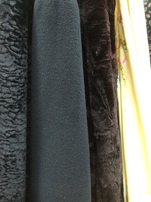 Lot 2001 - Vintage faux Persian lamb coat, black wool and cashmere coat by Mansfield and mole skin coat by Scotch Mole.