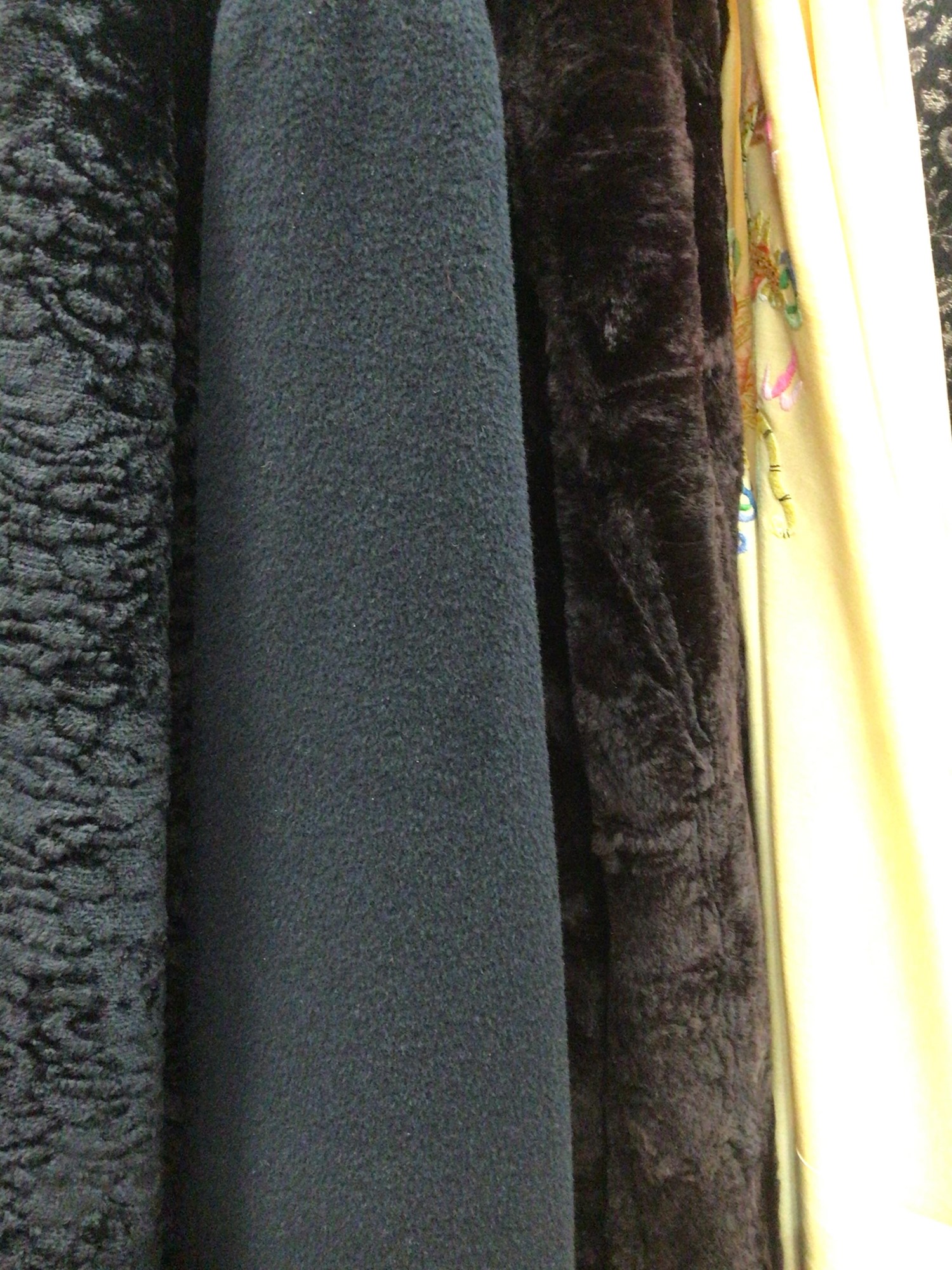 Lot 2001 - Vintage faux Persian lamb coat, black wool
