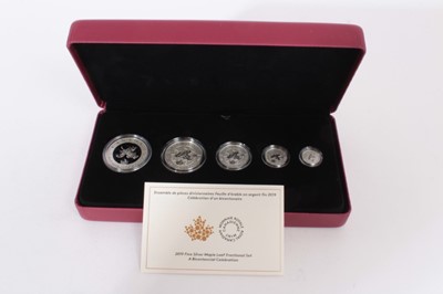 Lot 504 - Canada - The Royal Canadian Mint fine silver Maple Leaf five coin fractional set 'A Bicentennial Celebration' 2019 (cased with certificate of authentication) (1 coin)